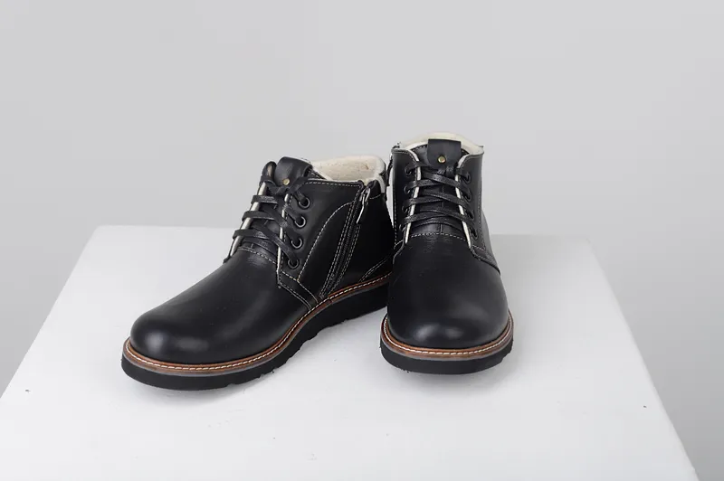Темные демисезонные ботинки ПУ | Zimov-Обувь ручной работы из войлока и кожи